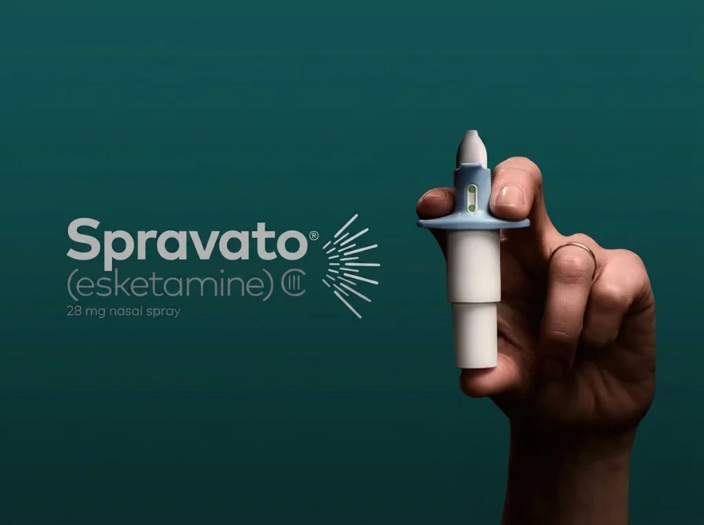 SPRAVATO esketamine nasal spray device used in a supervised clinical setting.